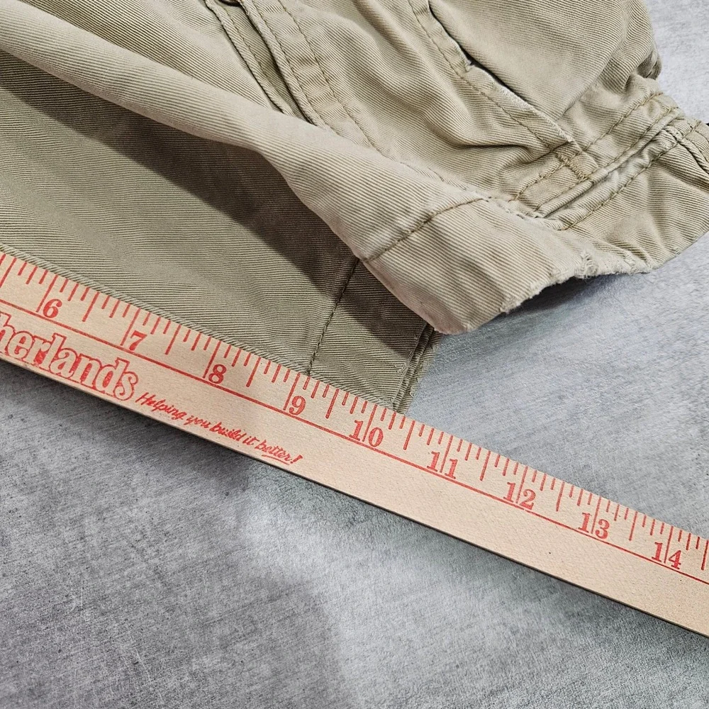 Hollister Mens Cargo Shorts Tan Khaki Cotton Twill Size 36 Casual Summer Pockets